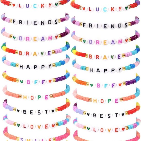 24Pcs Beaded Bracelets for Girls Kids Toddler Jewelry Letter Beads Bracelet Bulk - Picture 1 of 8